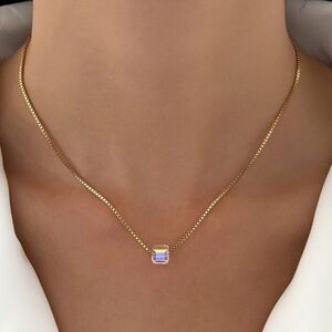 NWT Colorful Crystal Bead Pendant Necklace Choker Stainless Steel Gold